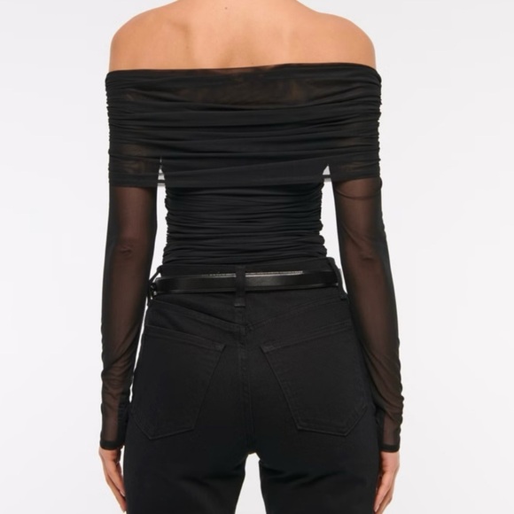 Abercrombie & Fitch Black Long-Sleeve Mesh Foldover Bodysuit XXL NWT - Picture 3 of 11